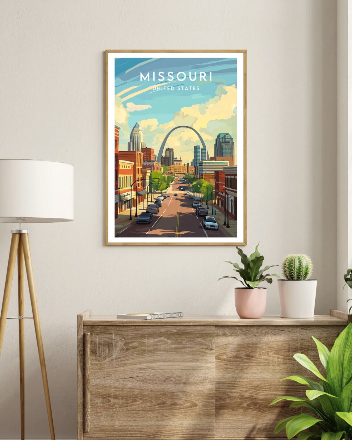 Missouri Saint Louis Gateway Arch Downtown Street Travel Poster - Image 3