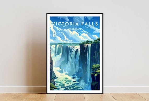 Victoria Falls Travel Poster, Zimbabwe Landscape