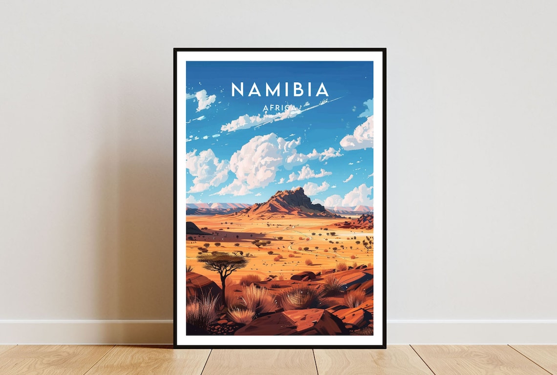 Namibia Travel Print, Africa Wall Art Poster