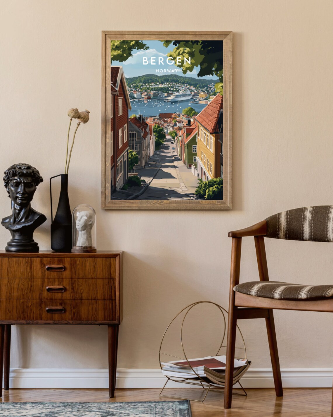Bergen Norway Harbor Wooden Houses Scenic Coastal Travel Poster - Image 2