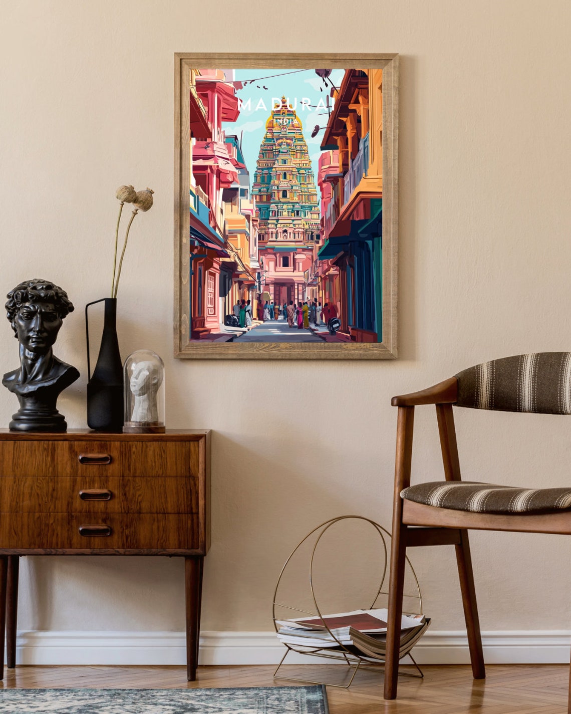 Madurai Meenakshi Colorful Temple Tower India Travel Art Poster - Image 2