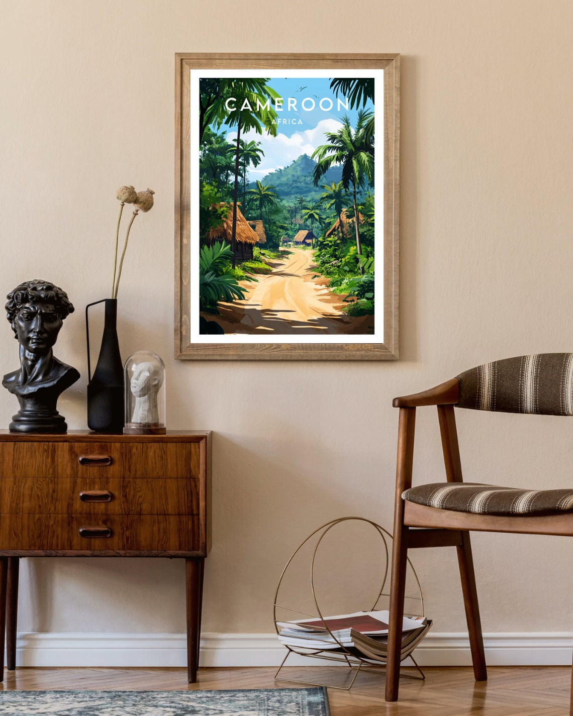 Cameroon Tropical Palm Road Village Rainforest Travel Poster - Image 2