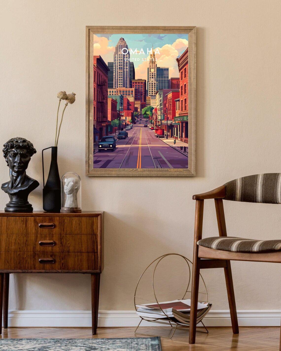 Omaha Nebraska USA Historic Downtown Street Vintage Travel Poster - Image 2