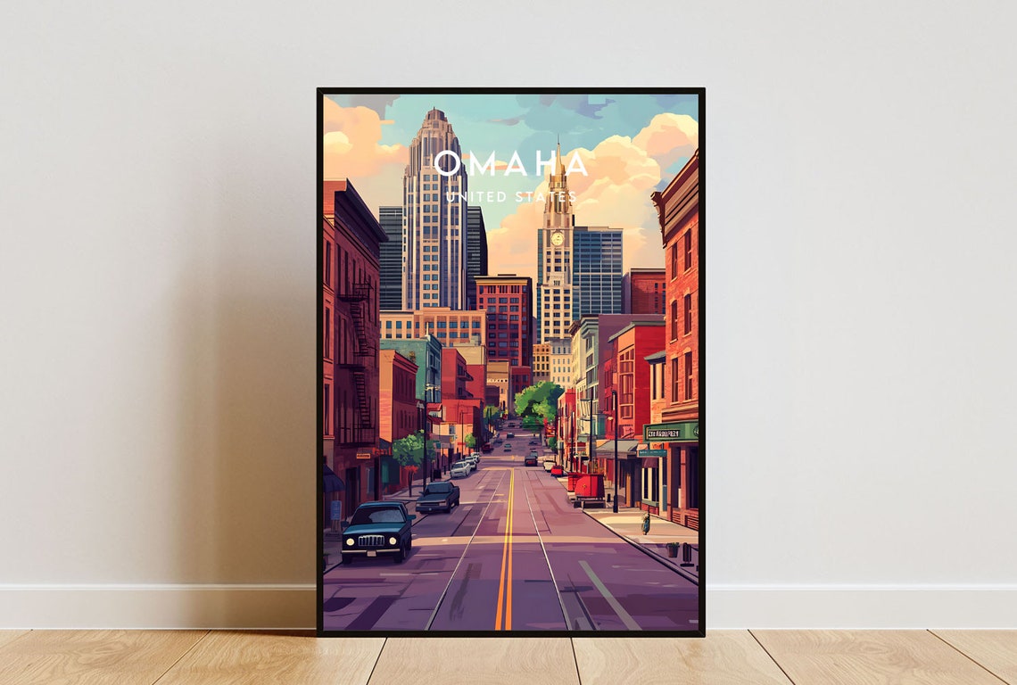 Omaha Travel Print United States Omaha Poster America Poster Travel Wall Art America Print Omaha Usa Nebraska United States Poster