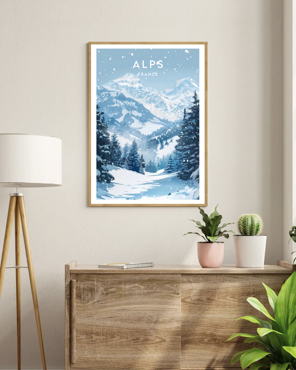 French Alps France Snowy Mountain Valley Pine Forest Winter Poster - Image 3