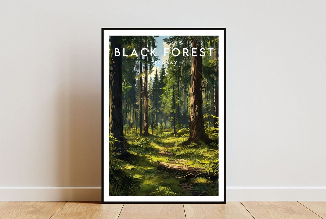 Black Forest Germany Sunlit Pine Trees Woodland Nature Poster