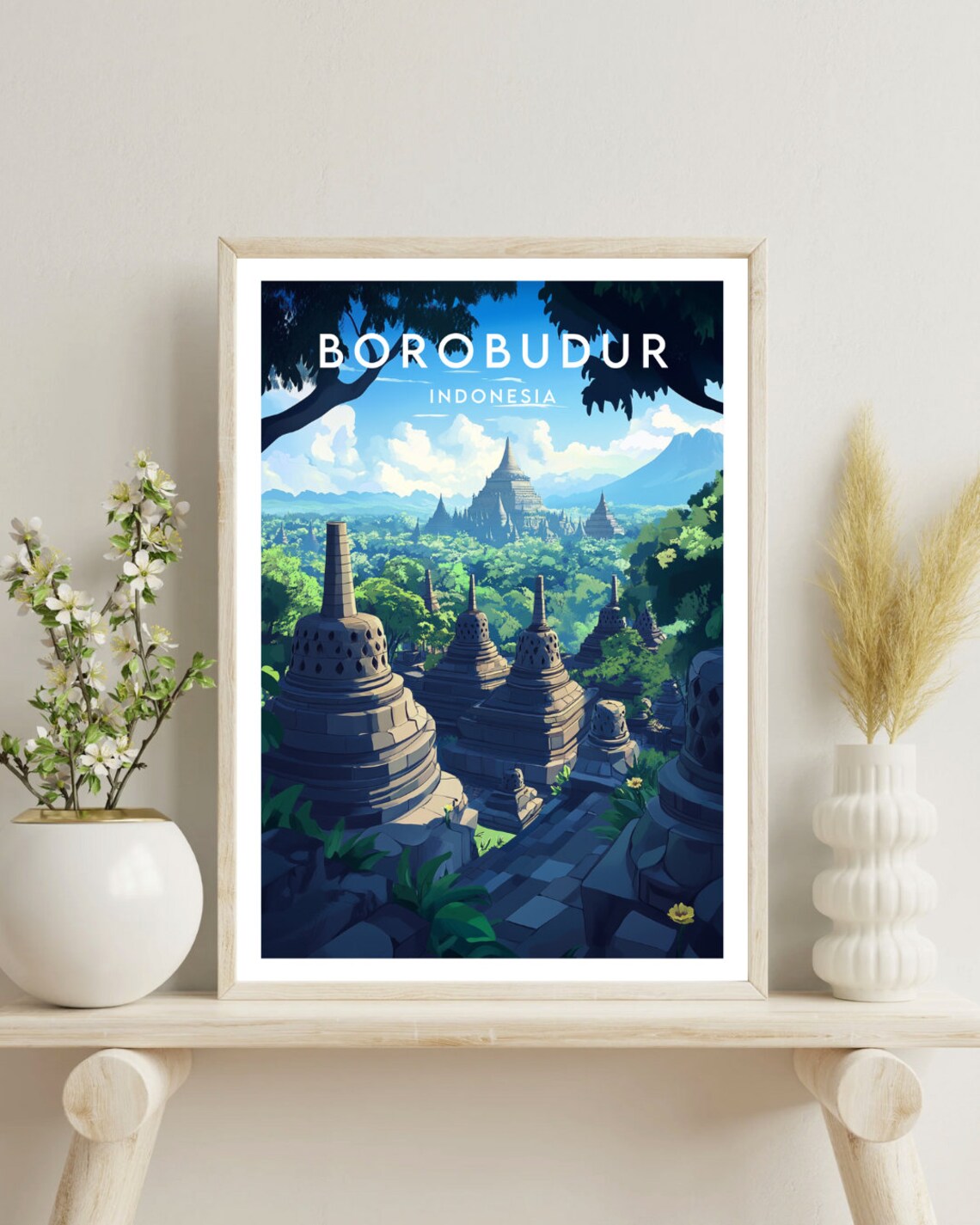 Borobudur Travel Poster, Indonesia Temple View - Image 4