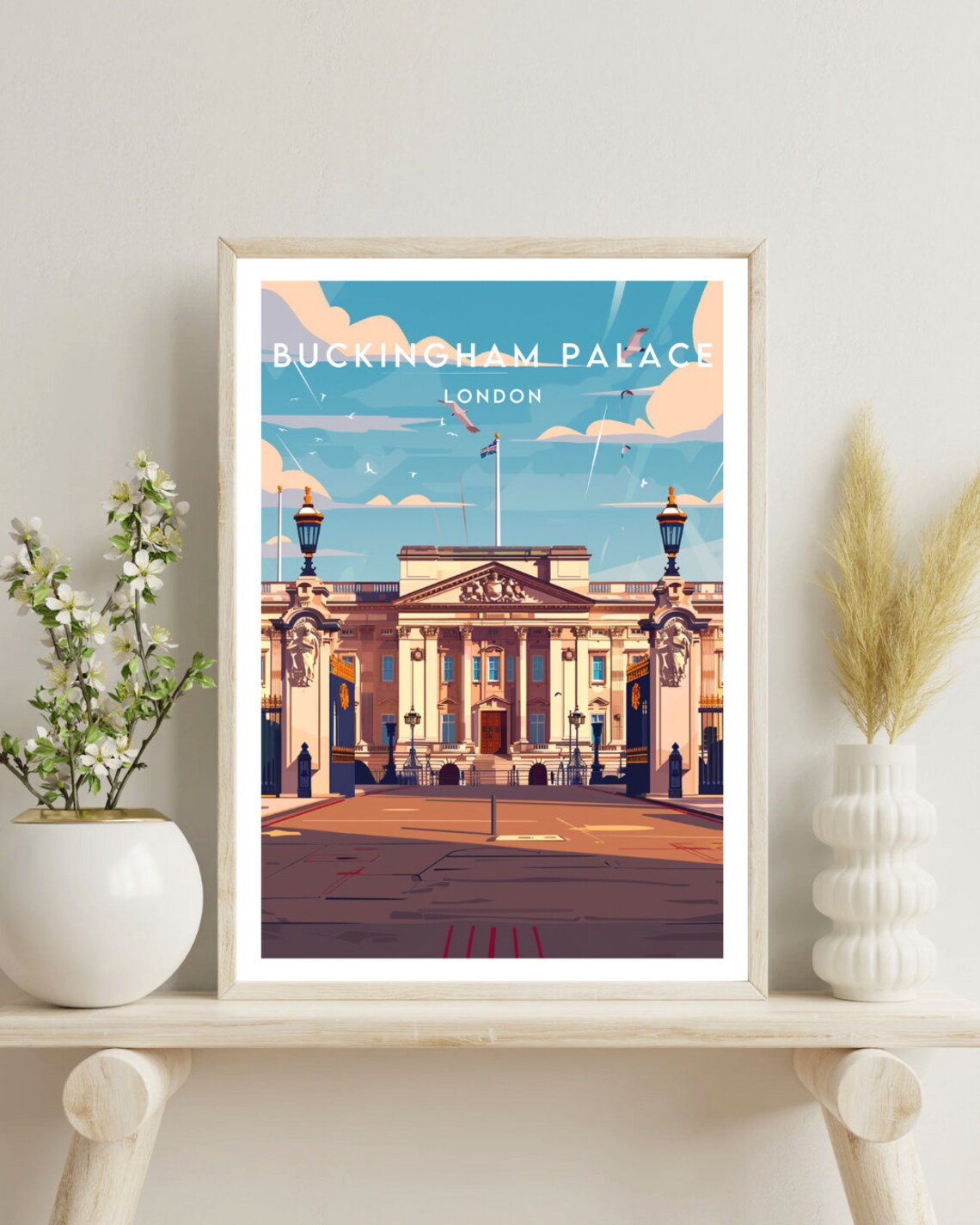 Buckingham Palace London Royal Facade Union Jack Travel Poster - Image 4