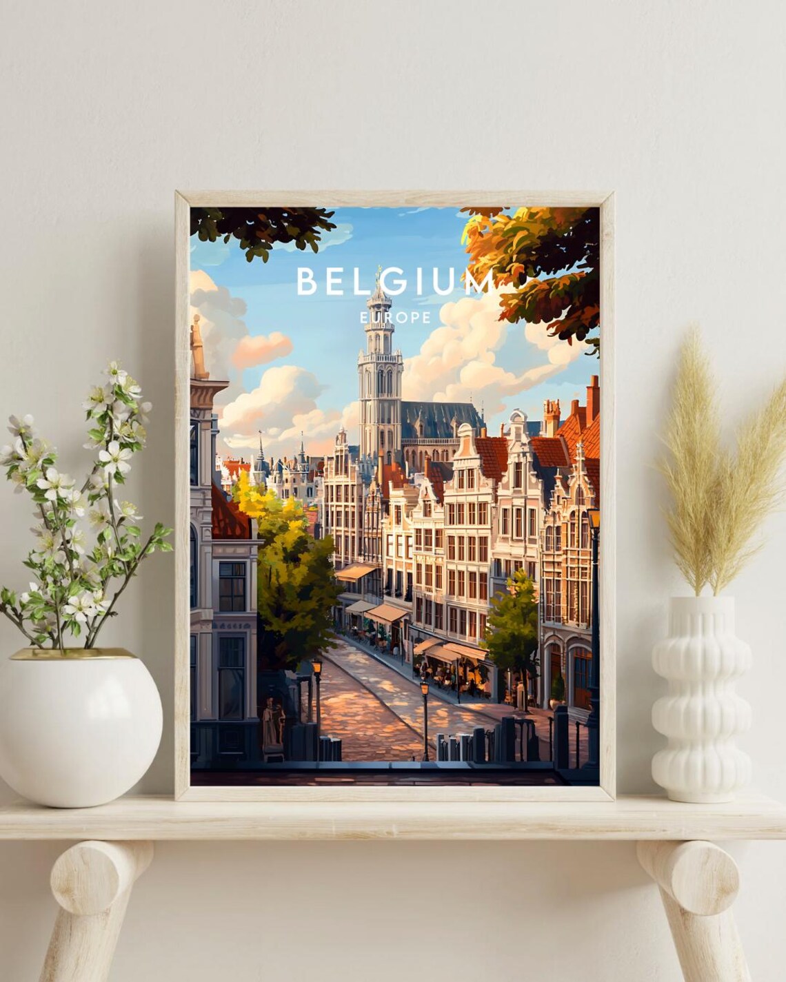 Belgium Europe Historic Square Gabled Houses Belfry Travel Poster - Image 4