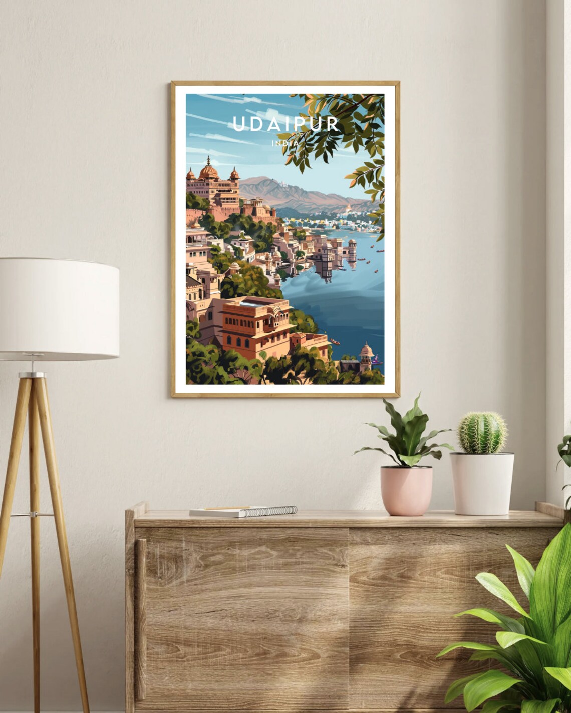 Udaipur India Lake Palace City Waterfront Scenic Vintage Travel Poster - Image 3