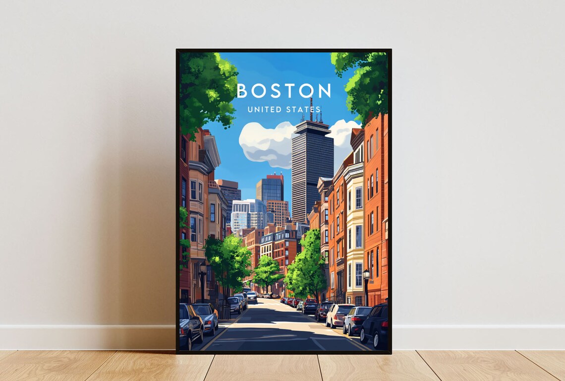Boston Travel Poster, Massachusetts Wall Art Print