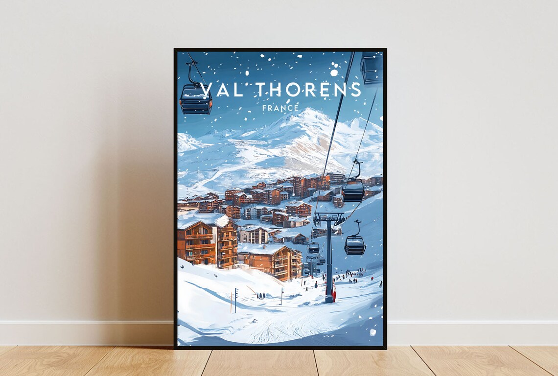 Val Thorens France Ski Resort Gondolas and Peaks Travel Poster