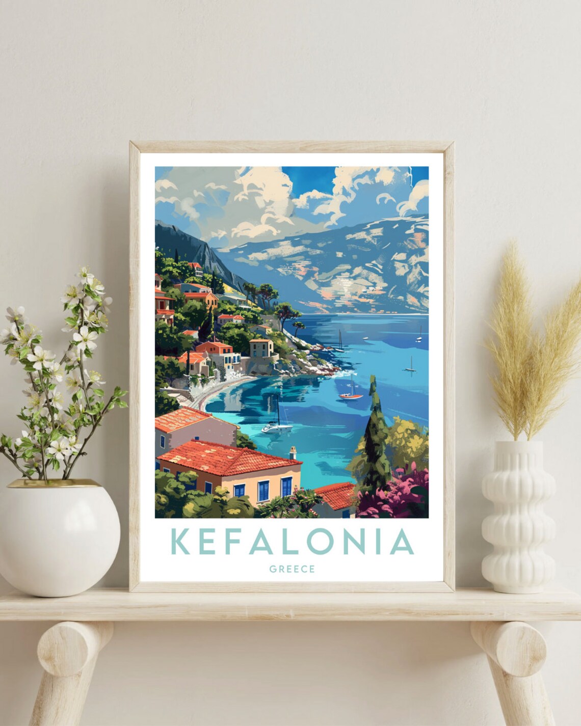Kefalonia Greece Ionian Island Coastal Fishing Village Travel Poster - Image 4
