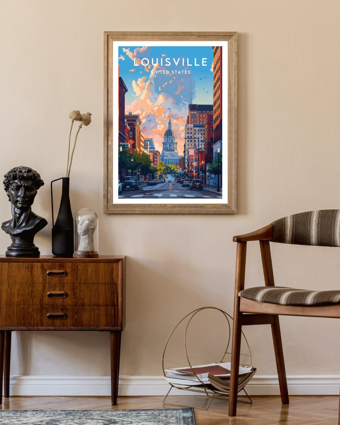 Louisville United States Sunset Street Domed Landmark Travel Poster - Image 2