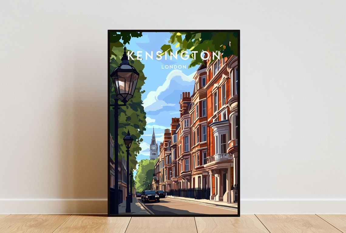 Kensington Travel Print London Kensington Poster London Poster Travel Wall Art London Print England Europe London Kensington Print
