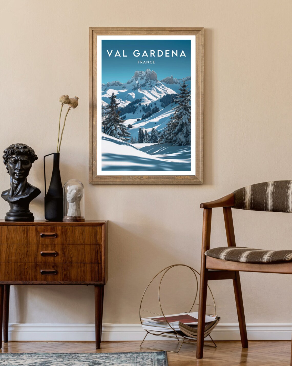 Val Gardena France Snowy Alpine Valley Winter Landscape Poster - Image 2