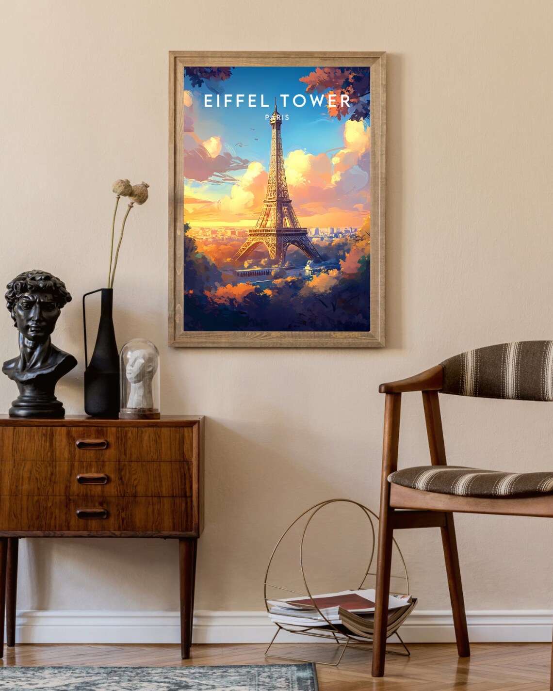 Eiffel Tower Paris Sunset Golden Sky Landmark Travel Art Poster - Image 2