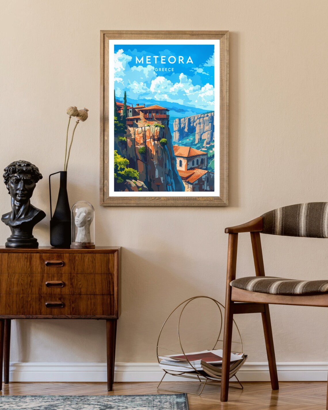Meteora Greece Monastery Cliff Rock Pillar Scenic Travel Poster - Image 2