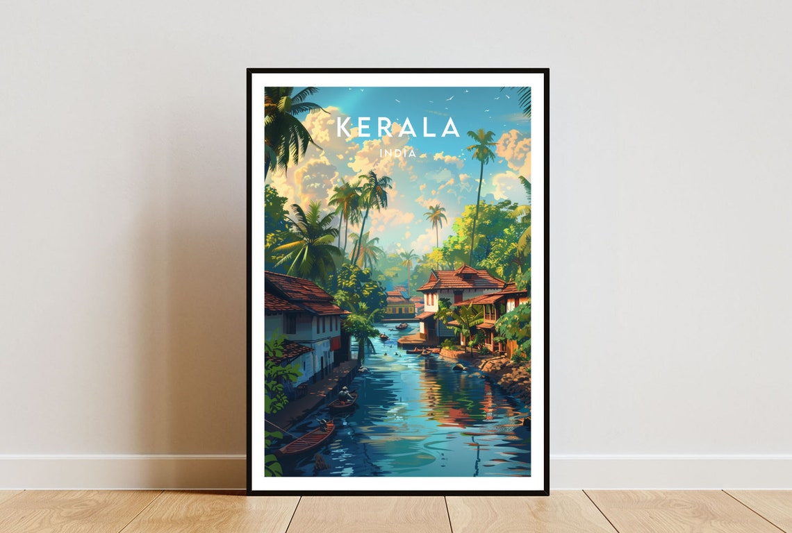 Kerala Travel Print India Kerala Poster India Poster Travel Wall Art India Print Kerala Wall Art India Wall Decor Asia Travel Print