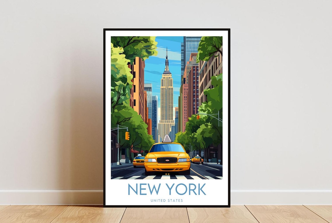 New York Travel Poster, United States Travel Art