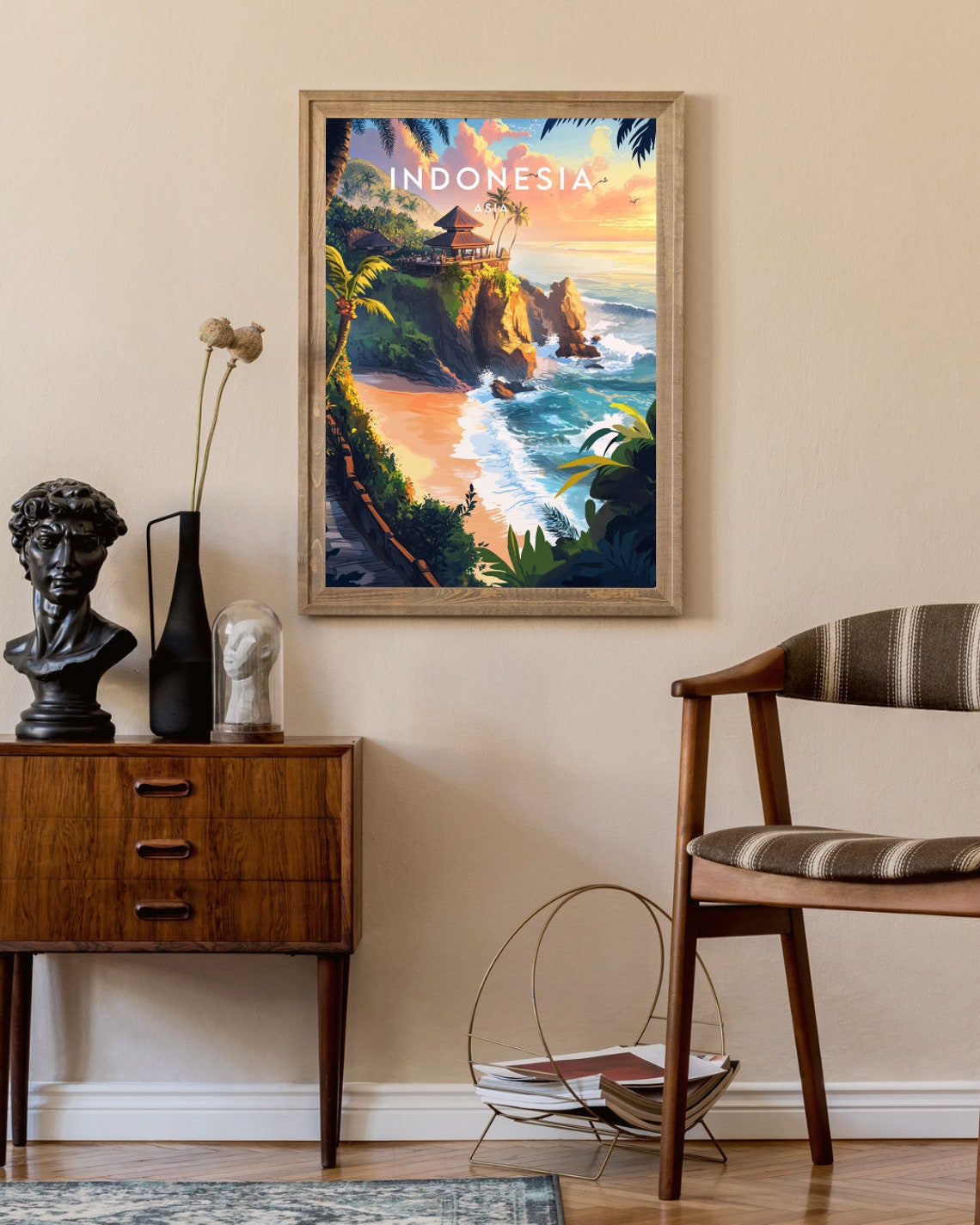 Indonesia Asia Clifftop Temple Sunset Ocean Coastline Poster - Image 2