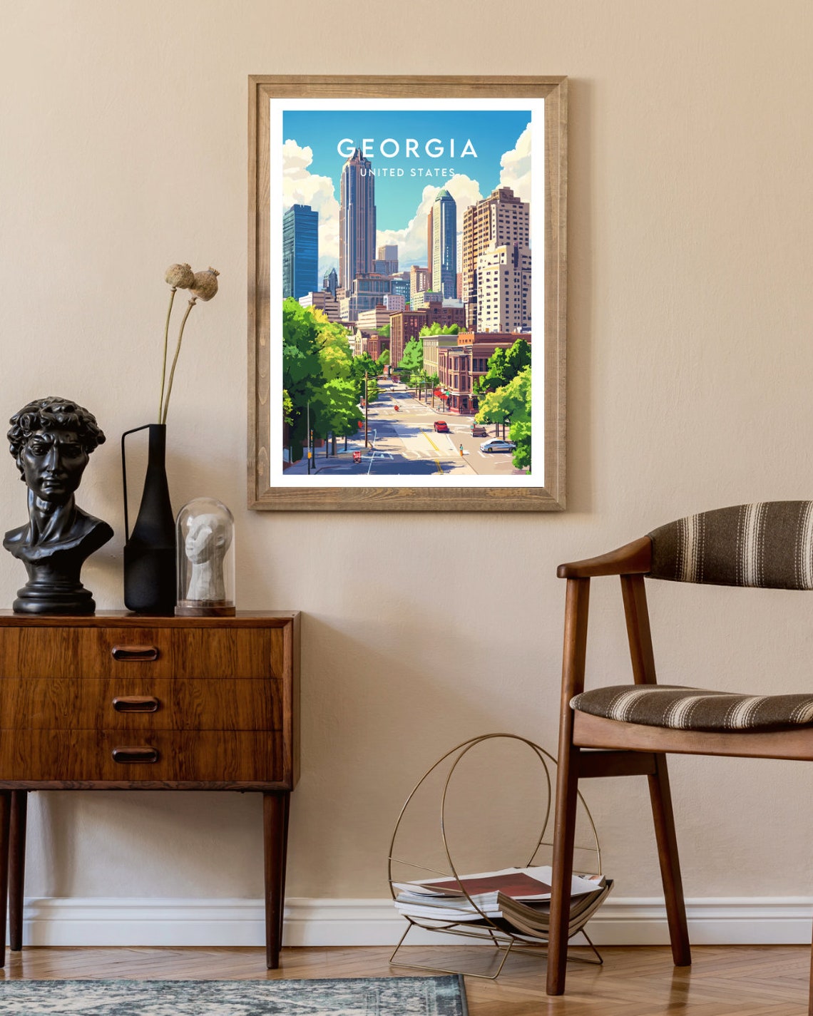 Georgia Atlanta Downtown Skyscraper Street Sunny Day Travel Poster - Image 2