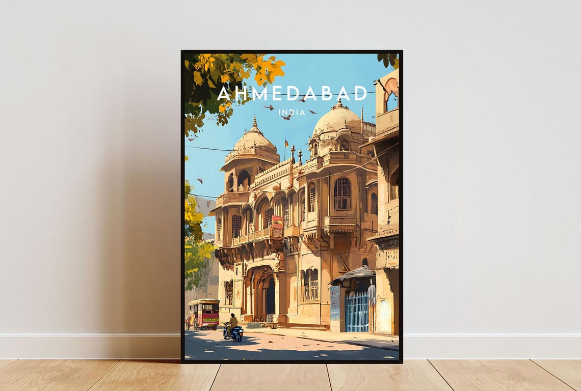 Ahmedabad Travel Print India Ahmedabad Poster India Poster Travel Wall Art India Print India Art Ahmedabad Print India Gujarat Art