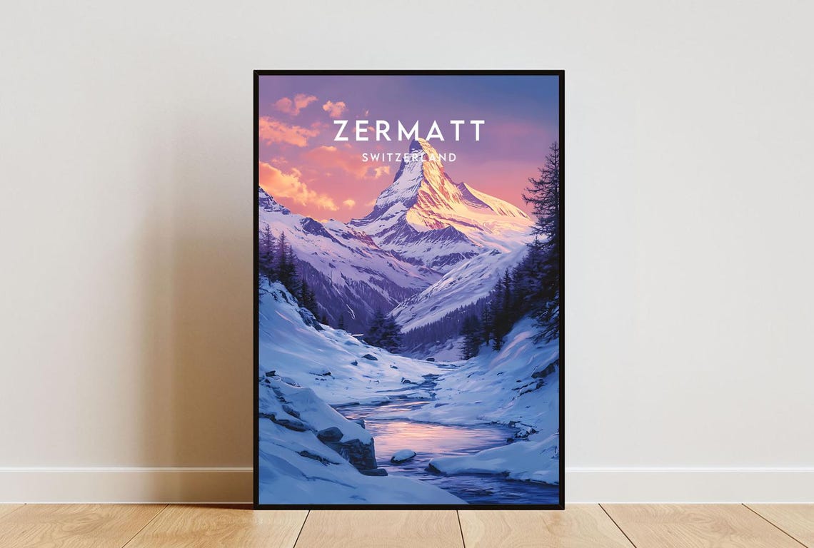 Zermatt Travel Print Switzerland Zermatt Poster Switzerland Poster Travel Wall Art Switzerland Print Switzerland Zermatt Print