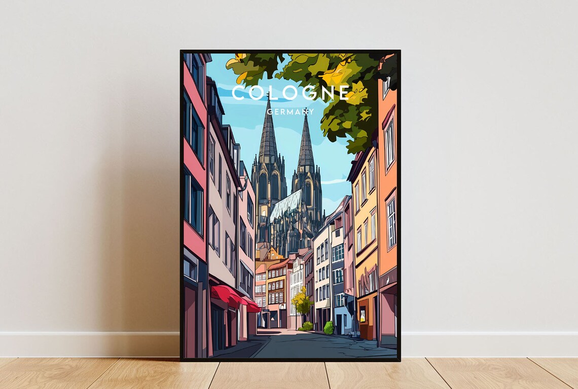 Cologne Vintage Travel Poster, Germany City Print