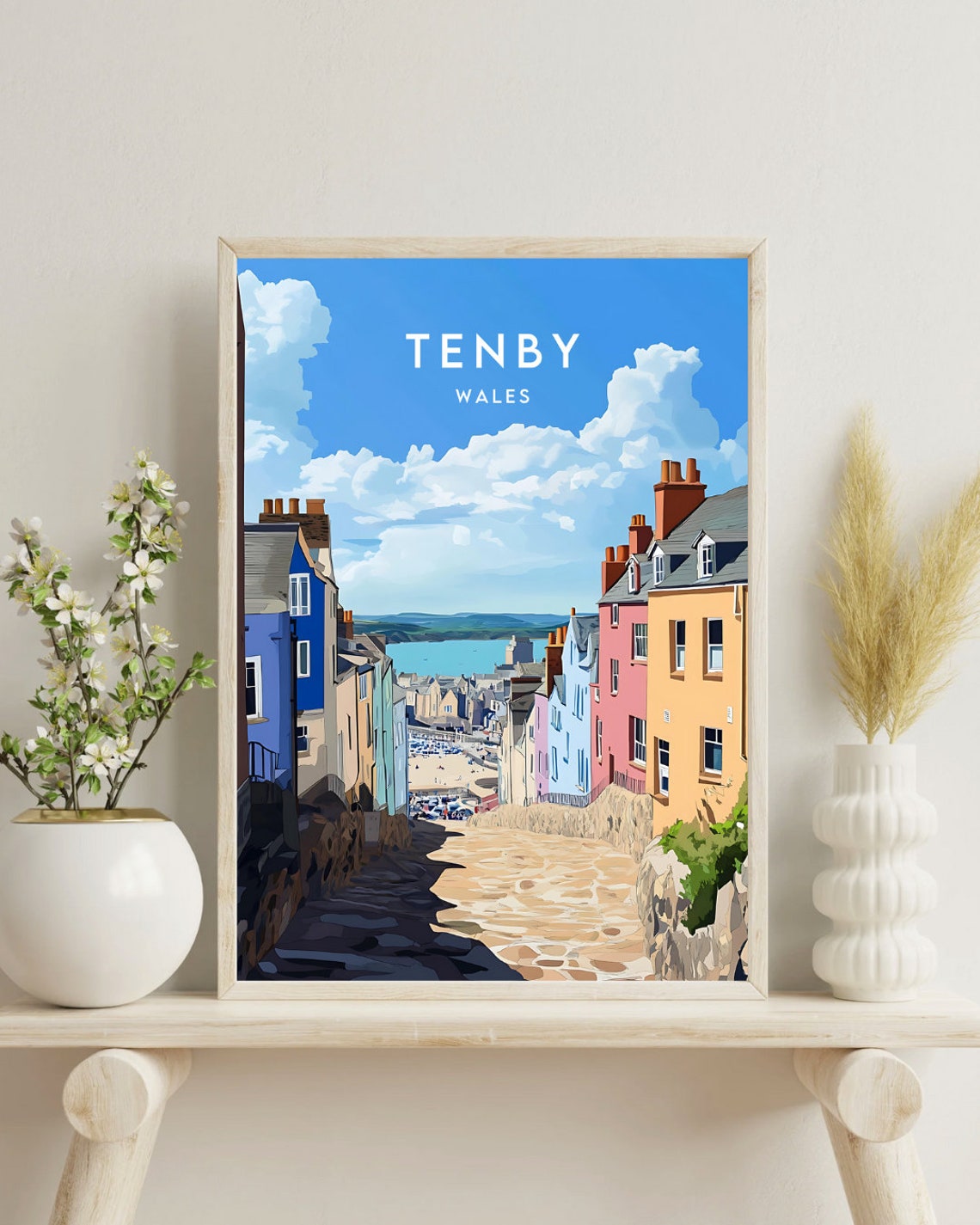 Tenby Travel Print Wales Tenby Poster Wales Poster Travel Wall Art Wales Print Poster Wales Europe Tenby Welsh Poster Print Uk - Image 4
