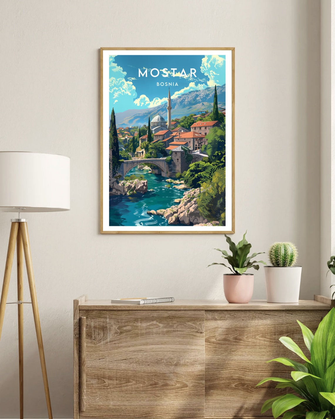 Mostar Bosnia Stari Most Bridge River Old Town Balkan Poster - Image 3