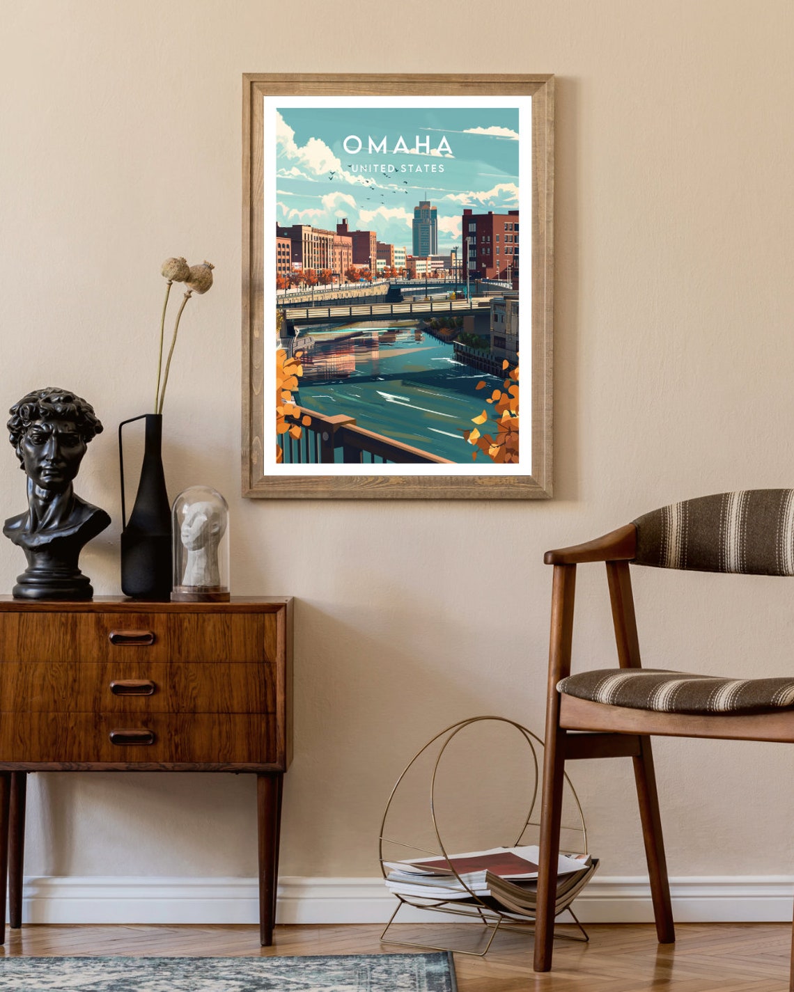 Omaha United States Riverfront Bridges Brick Warehouses Autumn Poster - Image 2