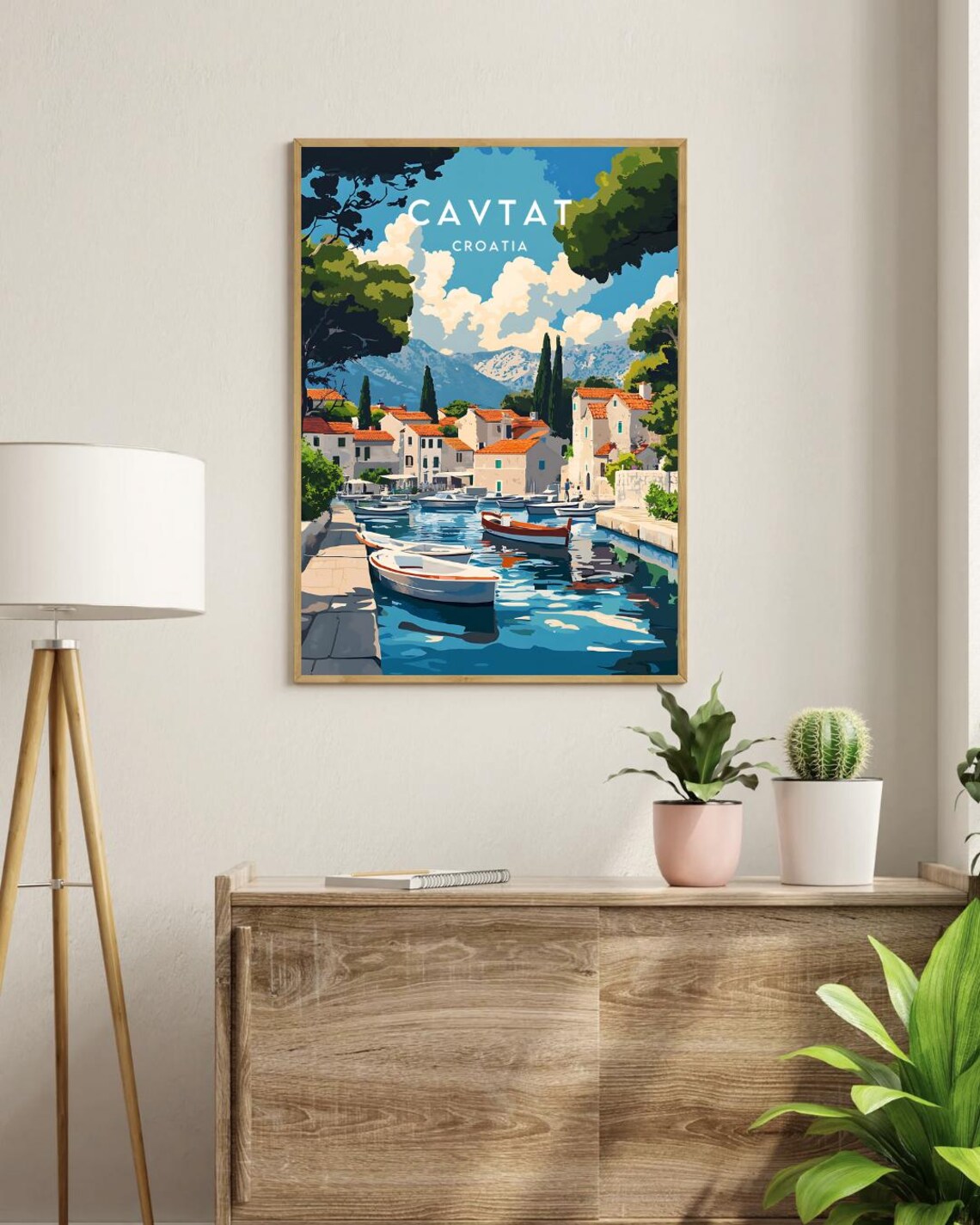 Cavtat Croatia Harbor Boats Mountains Waterfront Travel Poster - Image 3