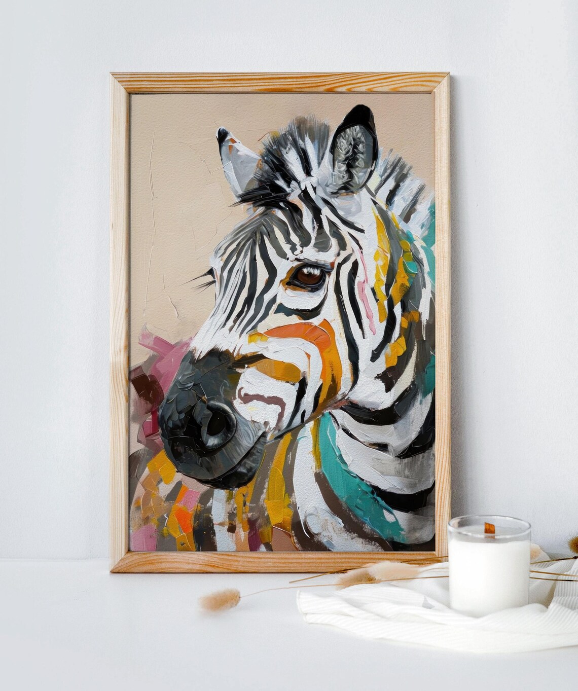Zebra Expressionist Portrait Colorful Abstract Wildlife Wall Art