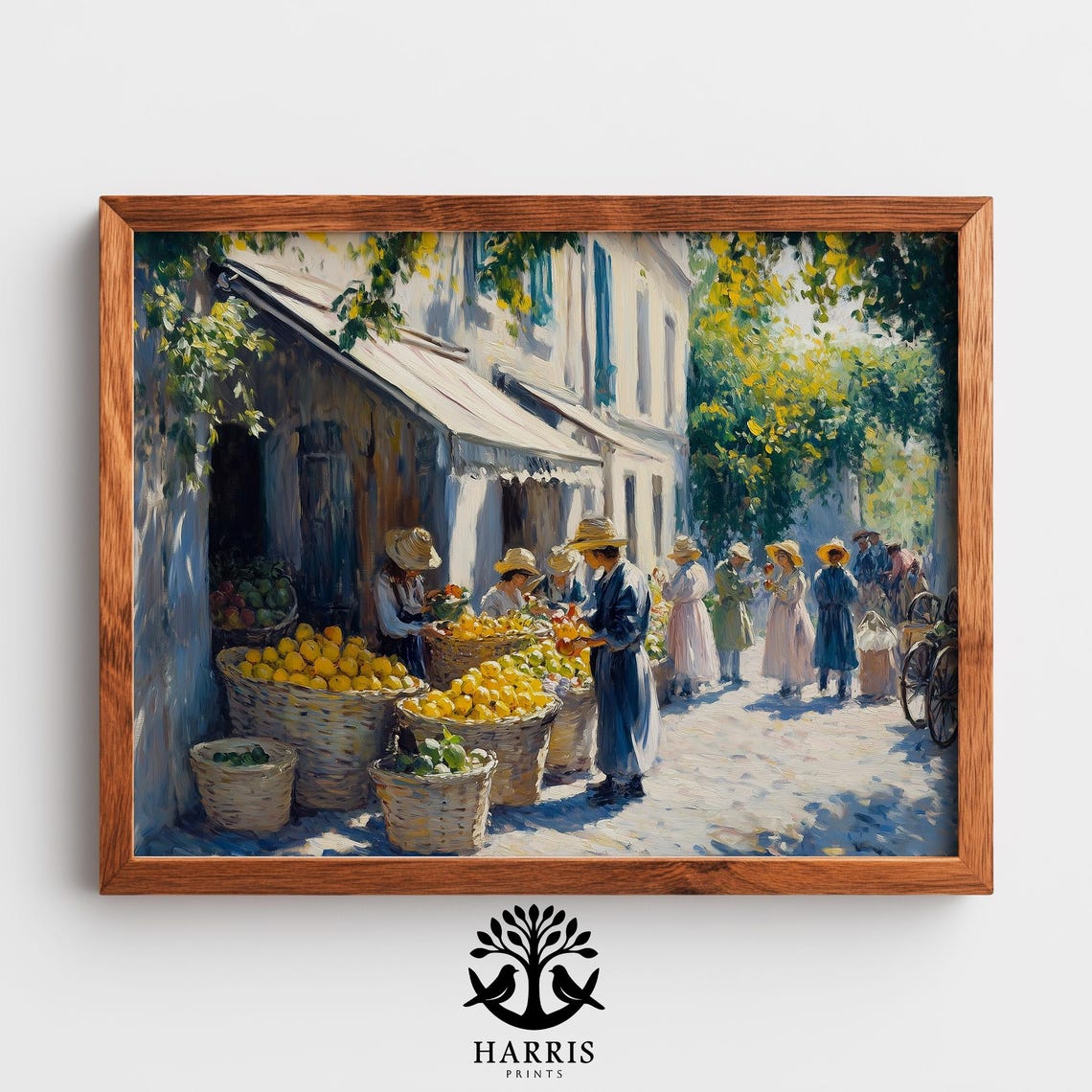 Lemon Market Street Vendors Baskets Sunlit Oil Painting Wall Art