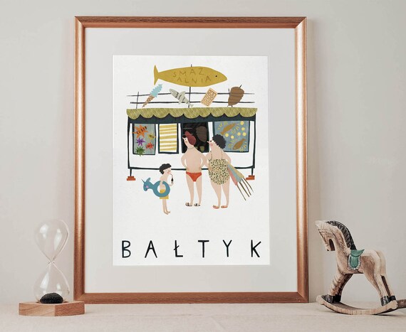 Batyk Baltic Sea Vintage Travel Poster, Beach Decor