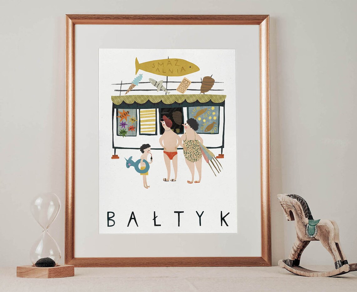 Batyk Baltic Sea Vintage Travel Poster, Beach Decor