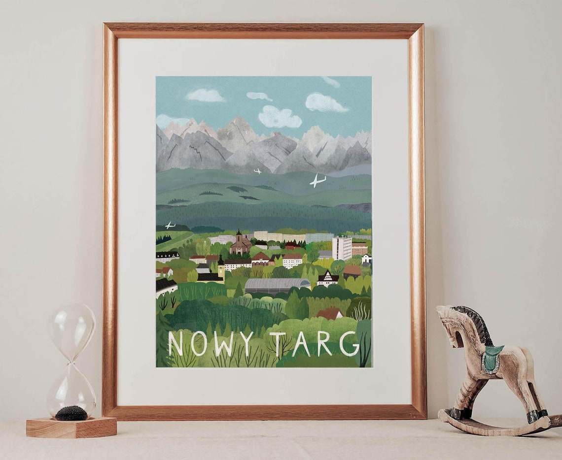 Nowy Targ Podhale Town Mountain Valley Glider Panoramic Travel Poster - Image 2