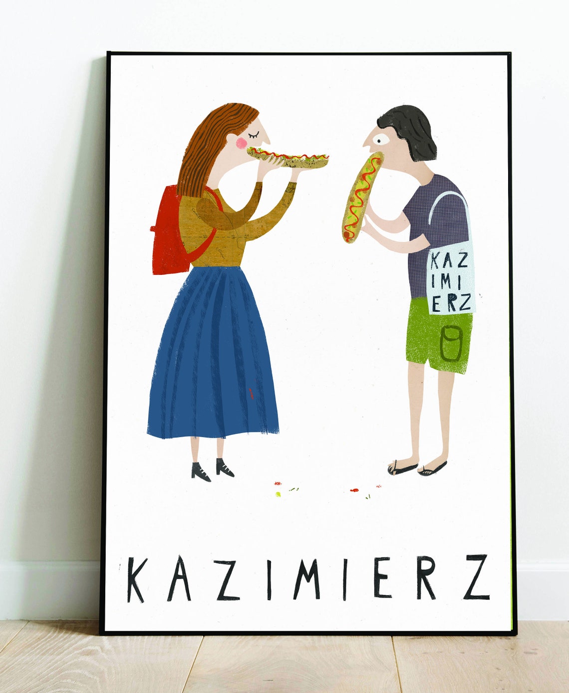 Krakow Hungry Pigeon With Croissant Funny Bird Art Travel Poster - Image 2