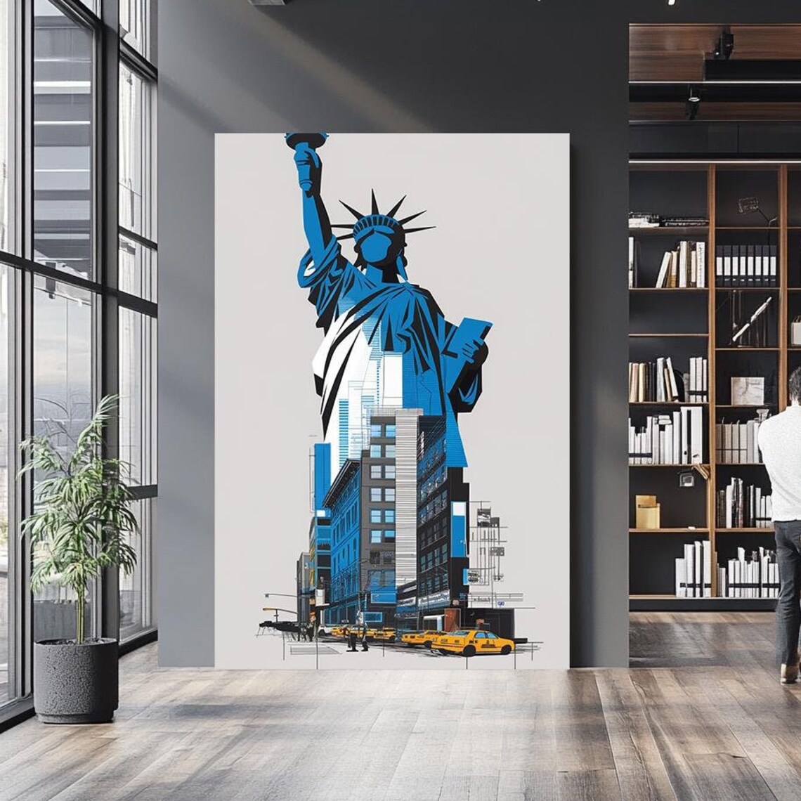 Statue Of Liberty New York City Blue Pop Art Skyline Travel Poster