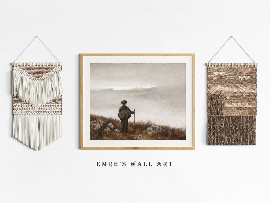 Vintage Landscape Oil Painting Rustic Mountain Landscape Painting Country Landscape Print Antique Farmhouse Print - Image 2