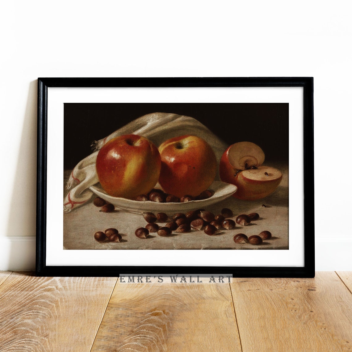 Apples and Chestnuts Still Life Plate Vintage Kitchen Poster - Image 4