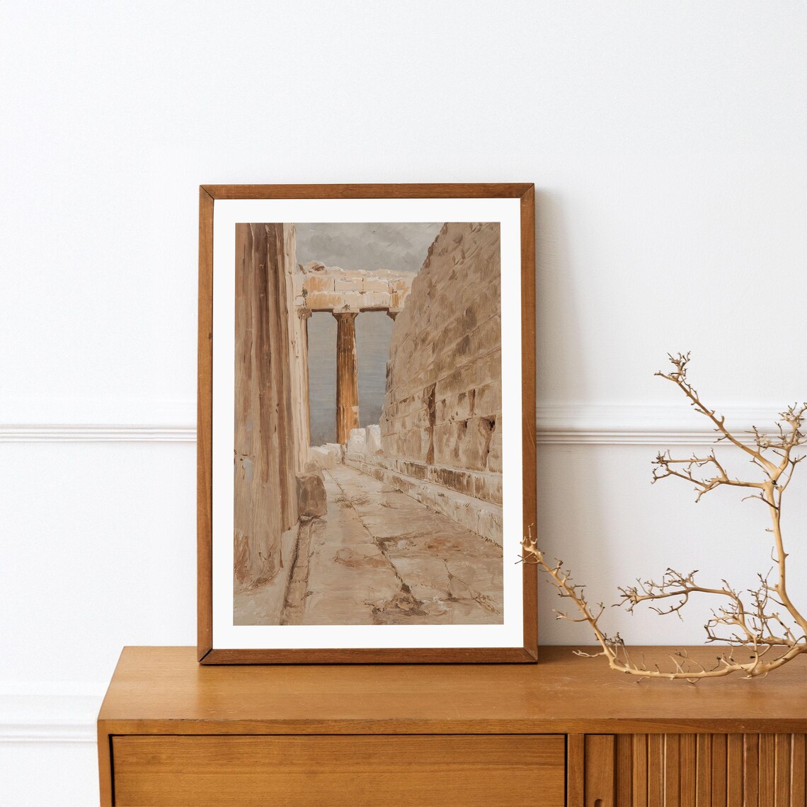 Ancient Greek Temple Stone Ruins Passage Vintage Painting Poster - Image 2