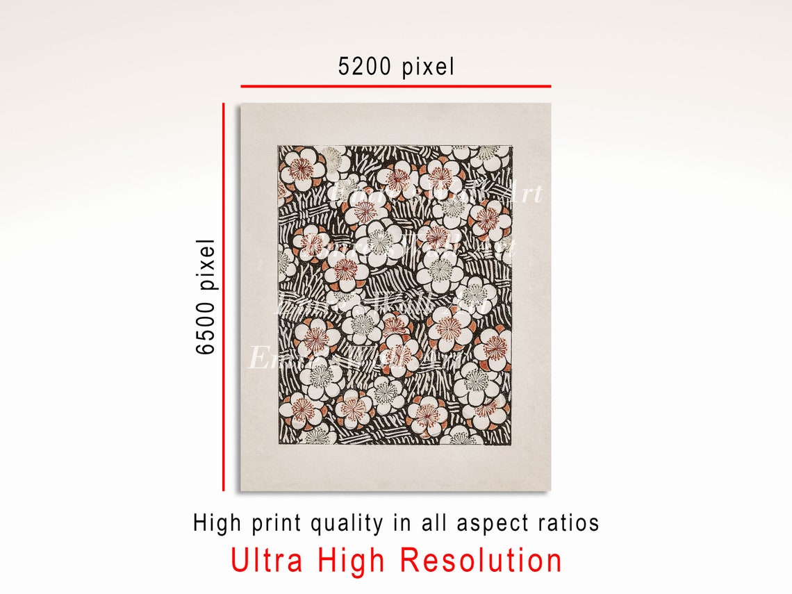 Japanese Cherry Blossom Pattern Vintage Floral Textile Artwork Poster - Image 3