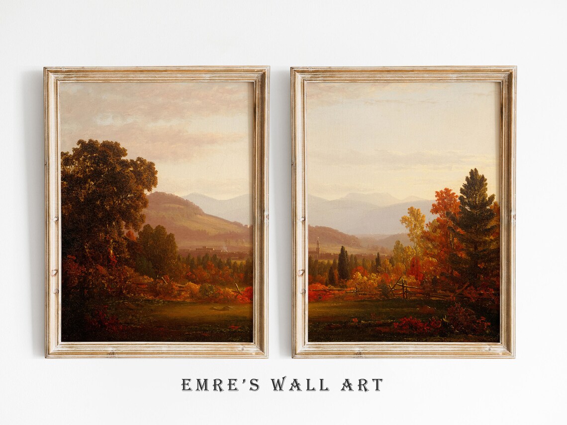 Autumn Landscape Moody Fall Vintage Art Print - Image 2