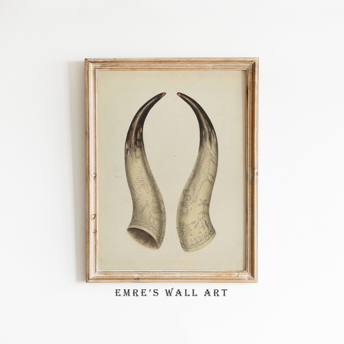 Vintage Horn Painting Western Rustic Art Print
