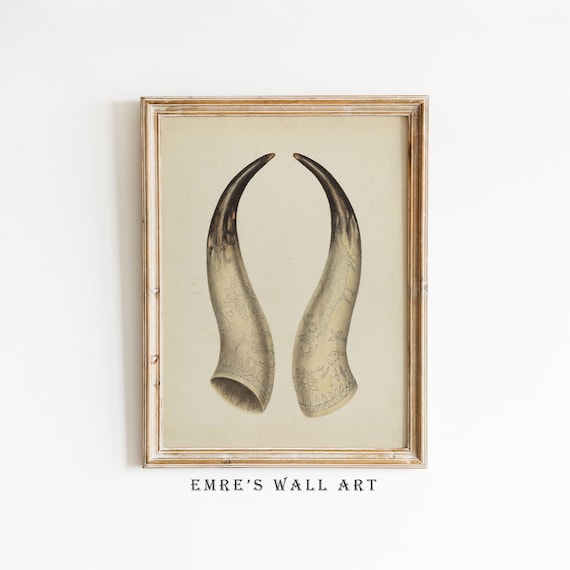 Vintage Horn Painting Western Rustic Art Print