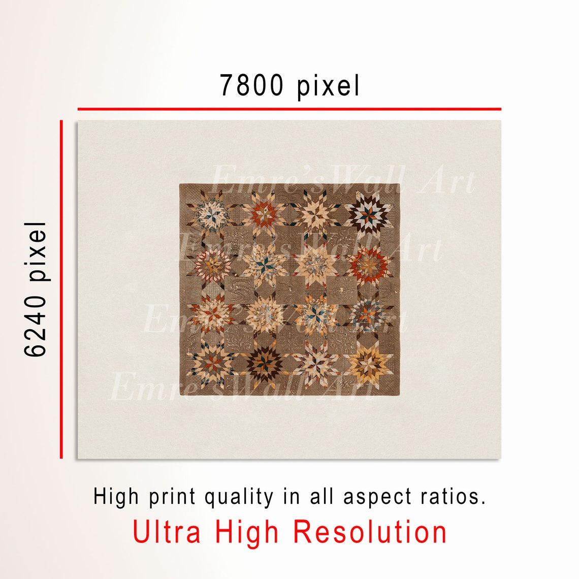 Antique Star Medallion Quilt Textile Vintage Pattern Art Poster - Image 3