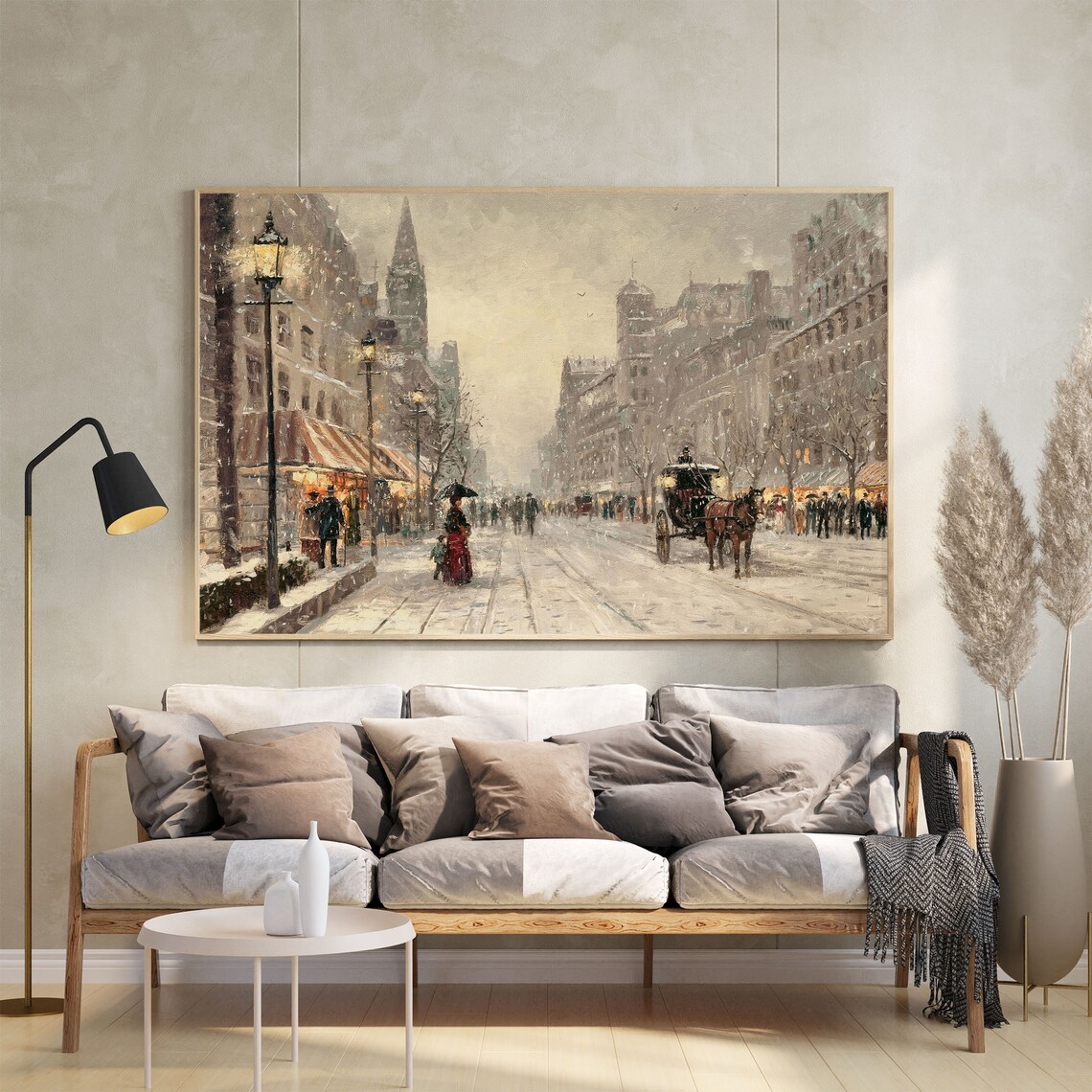 Vintage Paris Street Winter Scene Travel Poster - Image 2