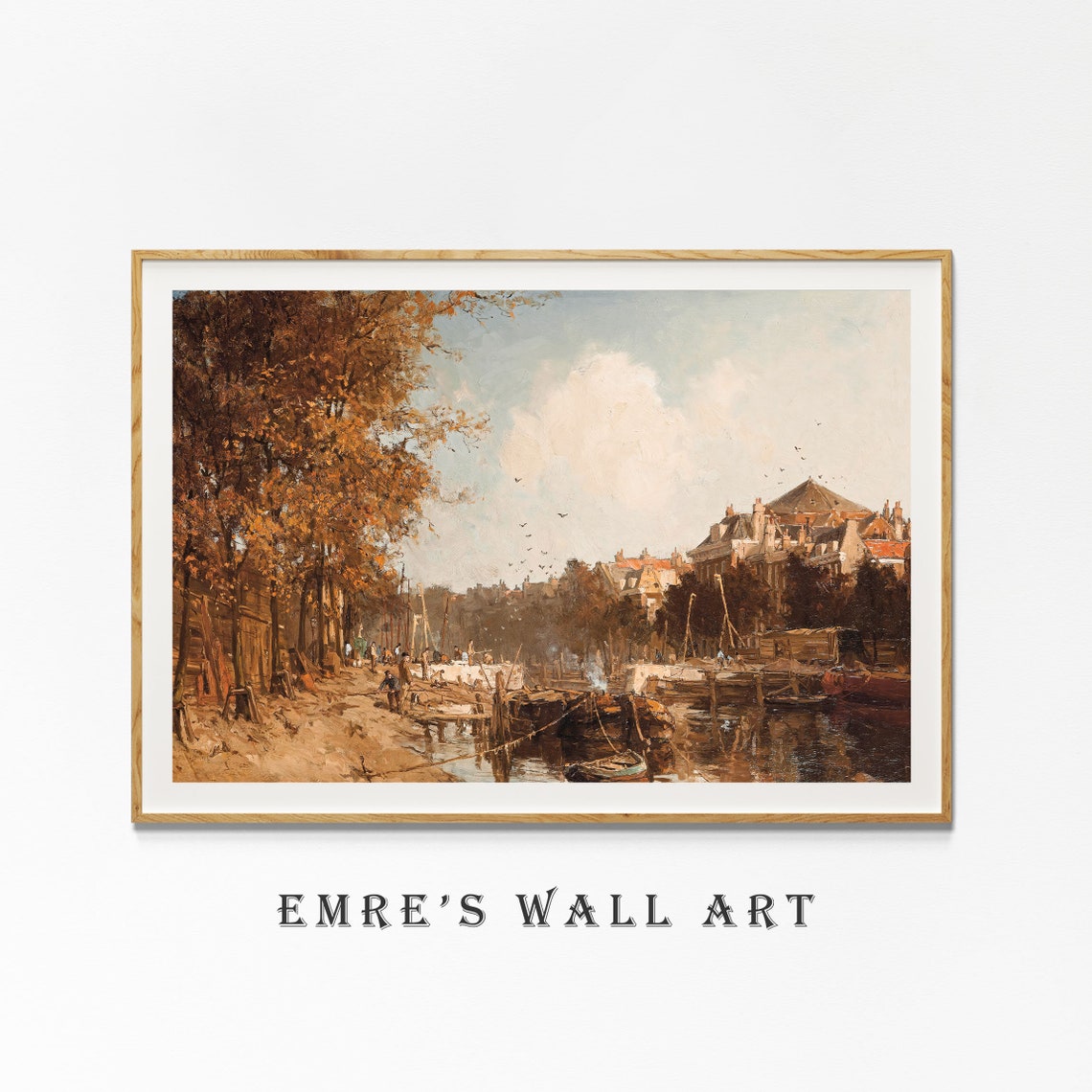Dutch Canal Harbor Autumn City Boats Quay Vintage Scene Poster - Image 4